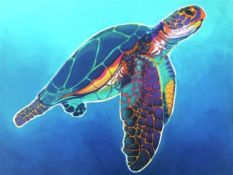 Sea Turtle Rainbow Painting By Dawgart Pixels