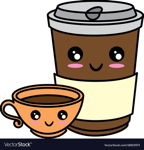 Coffee To Go Kawaii Cute Cartoon Royalty Free Vector Image