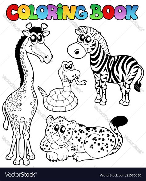 Coloring Book Tropical Animals 1 Royalty Free Vector Image