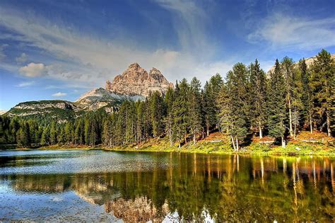 Lago Antorno Three Zinnen Dolomites Landscape Alpine Lago Antorno