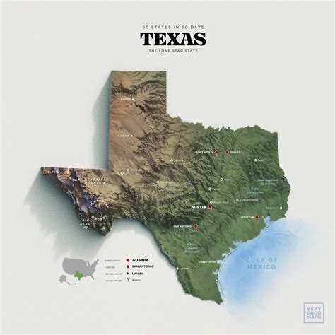 Shaded Relief Map Of Texas By Verygoodmaps Maps On The Web