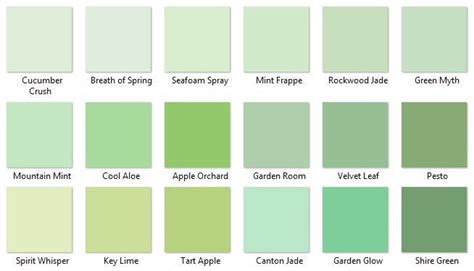 Behr Greens 1 I Like Green Myth Garden Room And Velvet Leaf Green