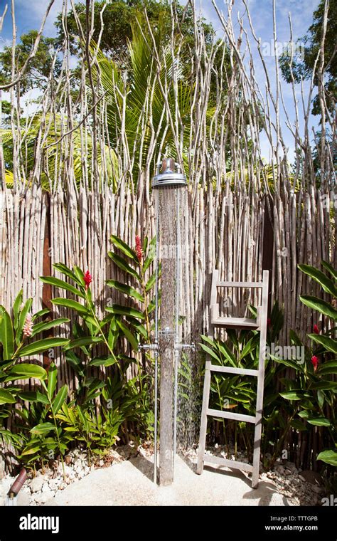 Jamaica Oracabessa Outdoor Shower At The Goldeneye Hotel And Resort