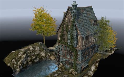 Medieval Watermill 3d Model In Fantasy 3dexport