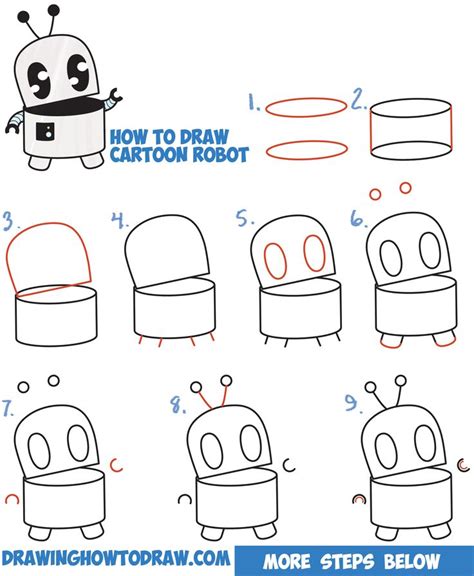 Learn how to draw robot simply by following the steps outlined in our video lessons. How to Draw a Cute Cartoon Robot Easy Step by Step Drawing ...