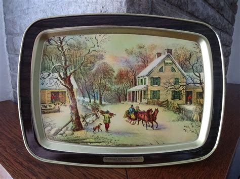 Currier And Ives Serving Tray American Homestead Winter Currier And