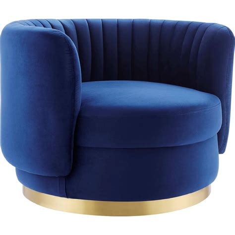 Modway Eei 4997 Gld Nav Embrace Accent Swivel Chair In Tufted Navy Blue