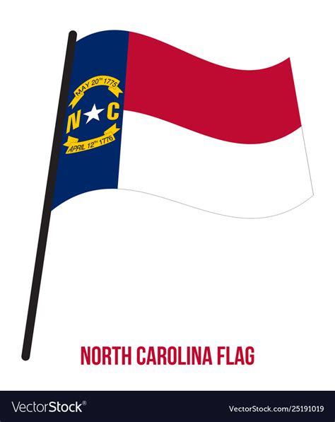 North Carolina Us State Flag Waving On White Vector Image
