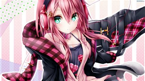 Dziewczyna Słuchawki Różowe Włosy Anime