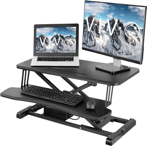 Vivo Black Electric Height Adjustable Standing Desk Sit To Stand