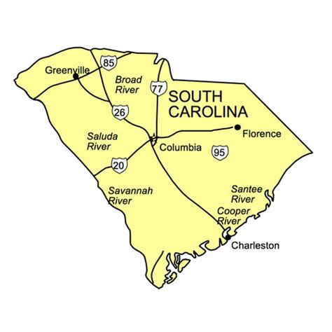 South Carolina Us State Powerpoint Map Highways