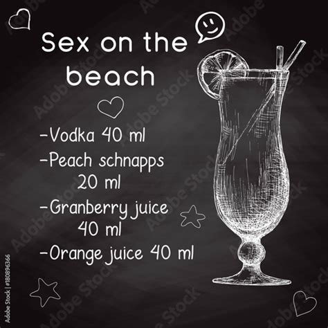 Simple Recipe For An Alcoholic Cocktail Sex On The Beach Drawing Chalk