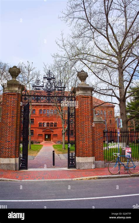 Entrance Gate And East Facade Of Sever Hall In Harvard Yard In Harvard