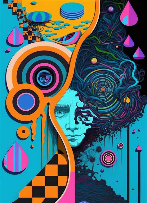 Psychedelic Hallucinations Vibrant Illustration Surreal Images Stock