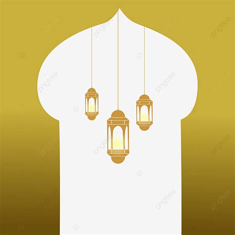 Gambar Desain Ucapan Islam Dengan Elemen Lentera Dan Pintu Masjid