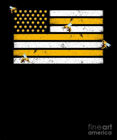 Patriotic American Flag Honeycomb Beekeeper Honey Bee Digital Art By Yestic