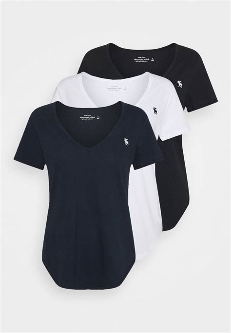 abercrombie and fitch 3 pack short sleeve icon v neck tops osnovna majica kratkih rukava black