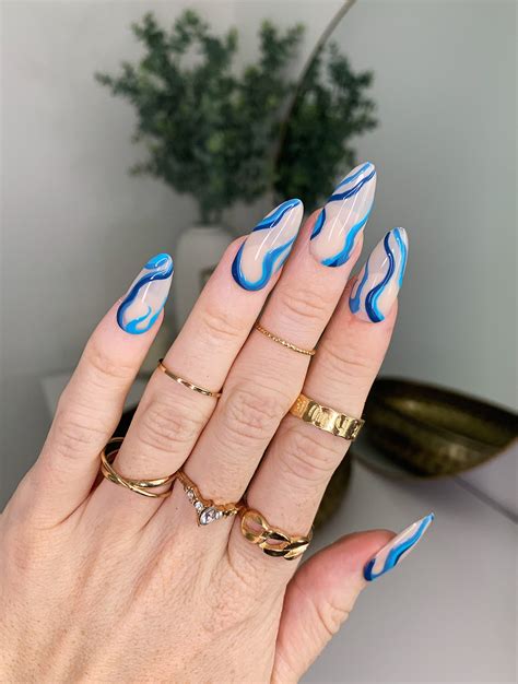 Blue Swirls Ii Press On Nails Etsy