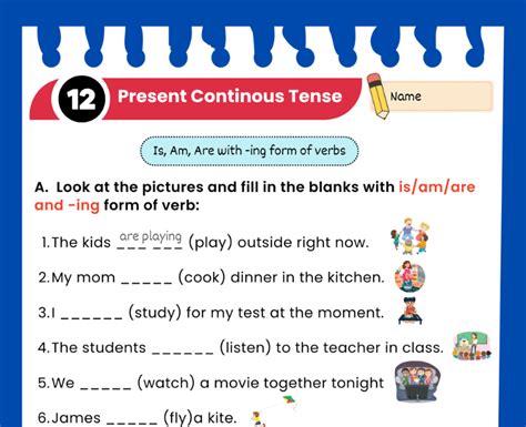 Downloadable Free Present Continuous Tense Worksheets For Learners