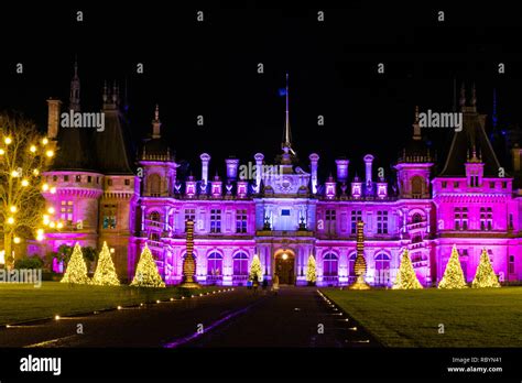 Waddesdon Manor In Buckinghamshire Illuminated At Christmas Stock
