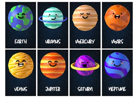 Learning The Planets Kids Flash Cards Etsy