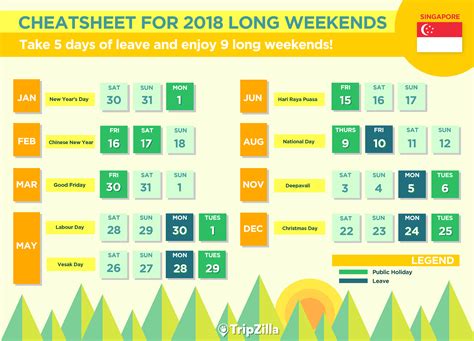 This page contains a national calendar of all 2018 public holidays for malaysia. 9 Long Weekends in Singapore in 2018 (Bonus Calendar ...