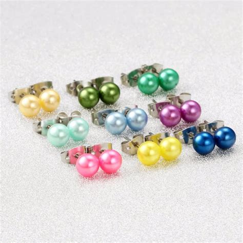 Pairs Sets Of Multi Color Simulation Pearl Earrings Set Female