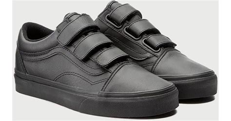 Vans Old Skool Velcro Mono Leather In Black For Men Lyst