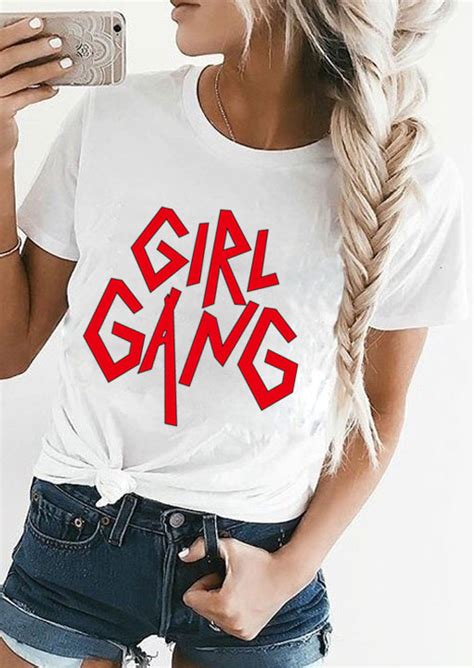 Girl Gang O Neck T Shirt Without Necklace Bellelily