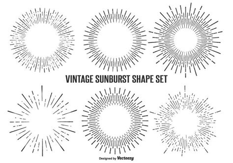 Vintage Sunburst Shape Set 93474 Vector Art At Vecteezy