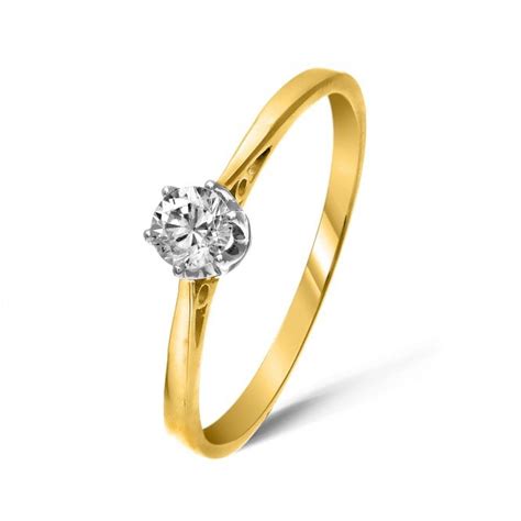 9ct Yellow Gold Diamond Solitaire Engagement Ring