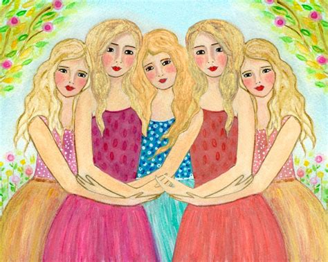 Five Sisters Art Print Sister Art Print Five Best Friends Etsy