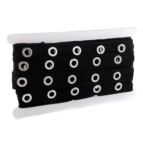 Tablodaki sonuçları görmek için metin kutusuna. Galon coton noir avec oeillets argents 24mm / bande de ...