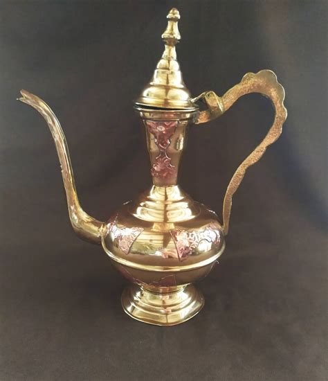 Vintage Middle Eastern Arabic Dallah Coffee Tea Pot Brass Etsy