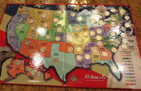 All Fifty State Quarters Coins And He Harris And Co Us Collectors Map