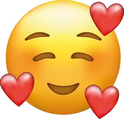 In Love Emoji Smiling Emoticon With Three Hearts Vector Art At Vecteezy