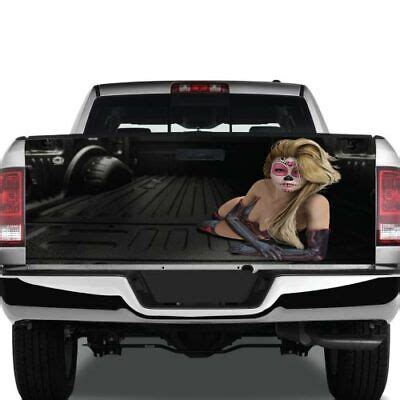 Sugar Skull Sexy Girl Bed Graphic Rear Tailgate Vinyl Decal Truck