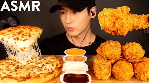 Asmr Extra Cheesy Pizza And Kfc Fried Chicken Mukbang No Talking Eating Sounds Zach Choi Asmr