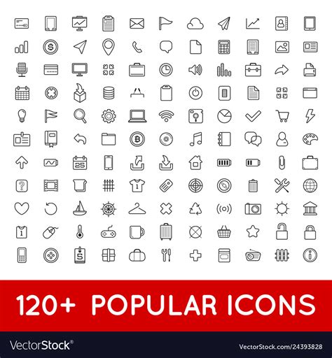120 Popular Icons Set For All Purposes Web Mobile Vector Image