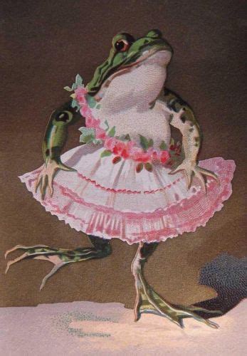 Frog Ballerina Pink Tutu From Vintage Postcard Magnets Frog Art