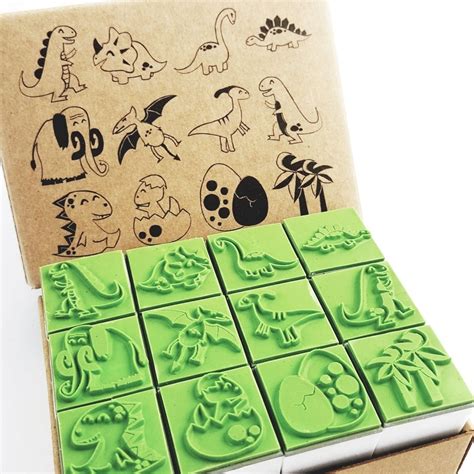 Buy Np Crafts 12 Kids Dinosaur Rubber Stamps Set Animal Rubber Stamp