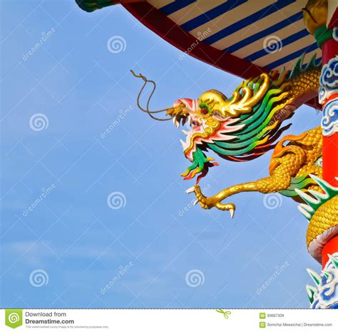 China Gold Dragon Statue Stock Image Image Of Statue 93667309