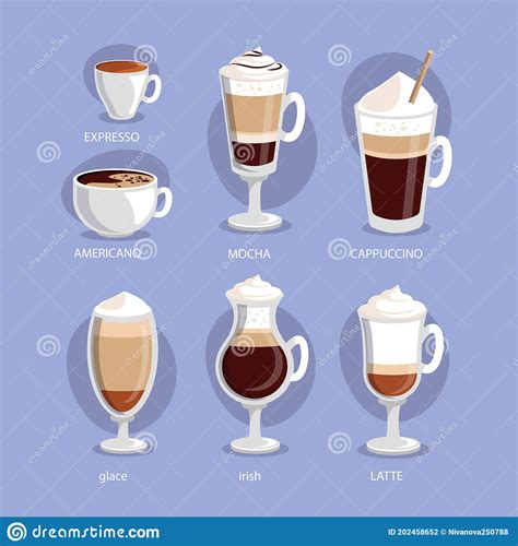 Coffee Types Concept Vector Illustration Stock Illustration