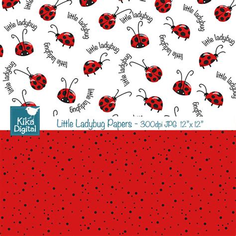Little Ladybug Digital Papers Scrapbooking Card Design Etsy