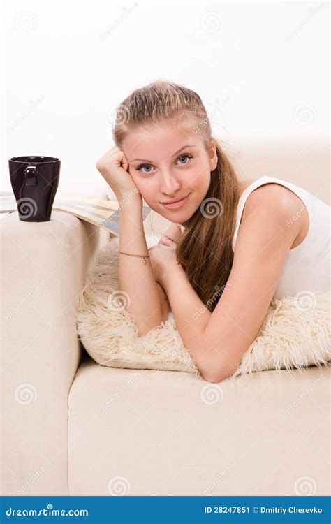 Sensuality Woman Lying On A Sofa Stock Image Image Of Pose Model