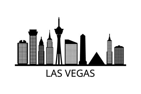 The Las Vegas Skyline Is Shown In Black And White With The Words Las Vegas Above It