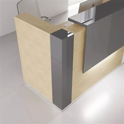 TERA L Shape Medium Reception Desk W Light Panel By MDD Office