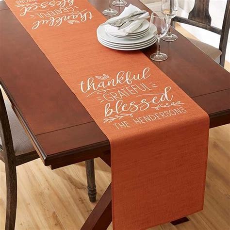 Personalized Thankful Grateful Blessed Thanksgiving Table Runner