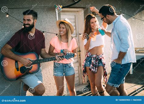 Happy Group Of Young Friends Having Fun In Summer Stock Image Image