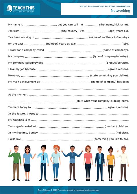 Esl Giving Personal Information Activity Reading Writing Listening